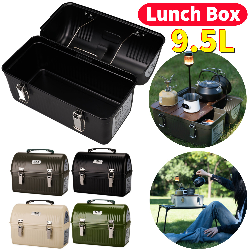 Outdoor Camping Stores - Lancheira de metal vintage para acampamento,