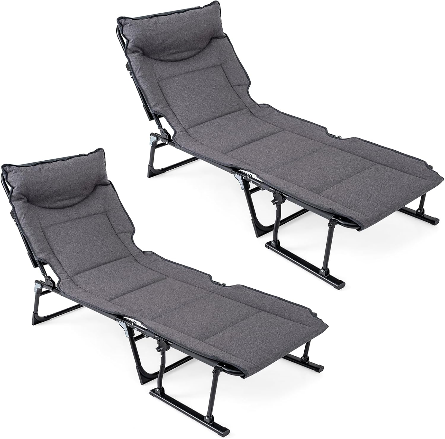 Outdoor Camping Recliner Chairs - Conjunto de 2 Cadeiras Dobráveis para