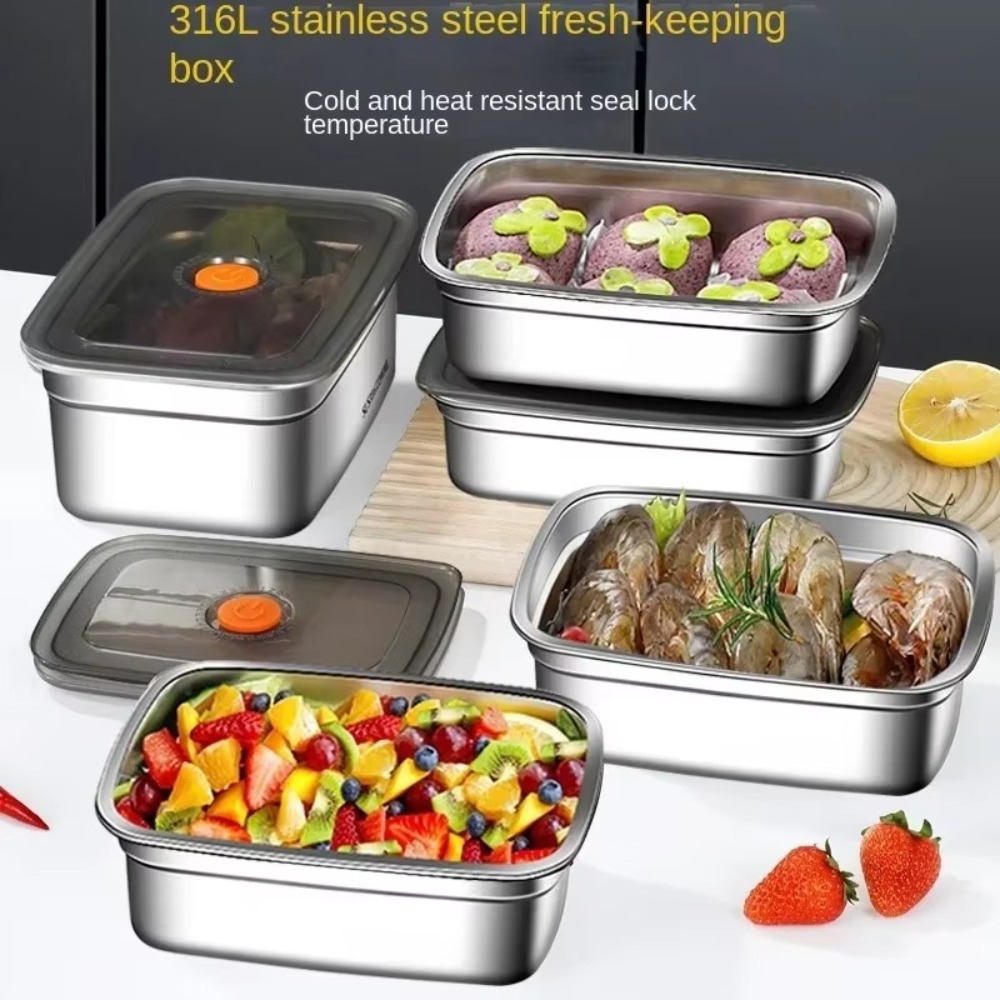 Outdoor Camping Fridge - Lancheira de acampamento em aço inoxidável,