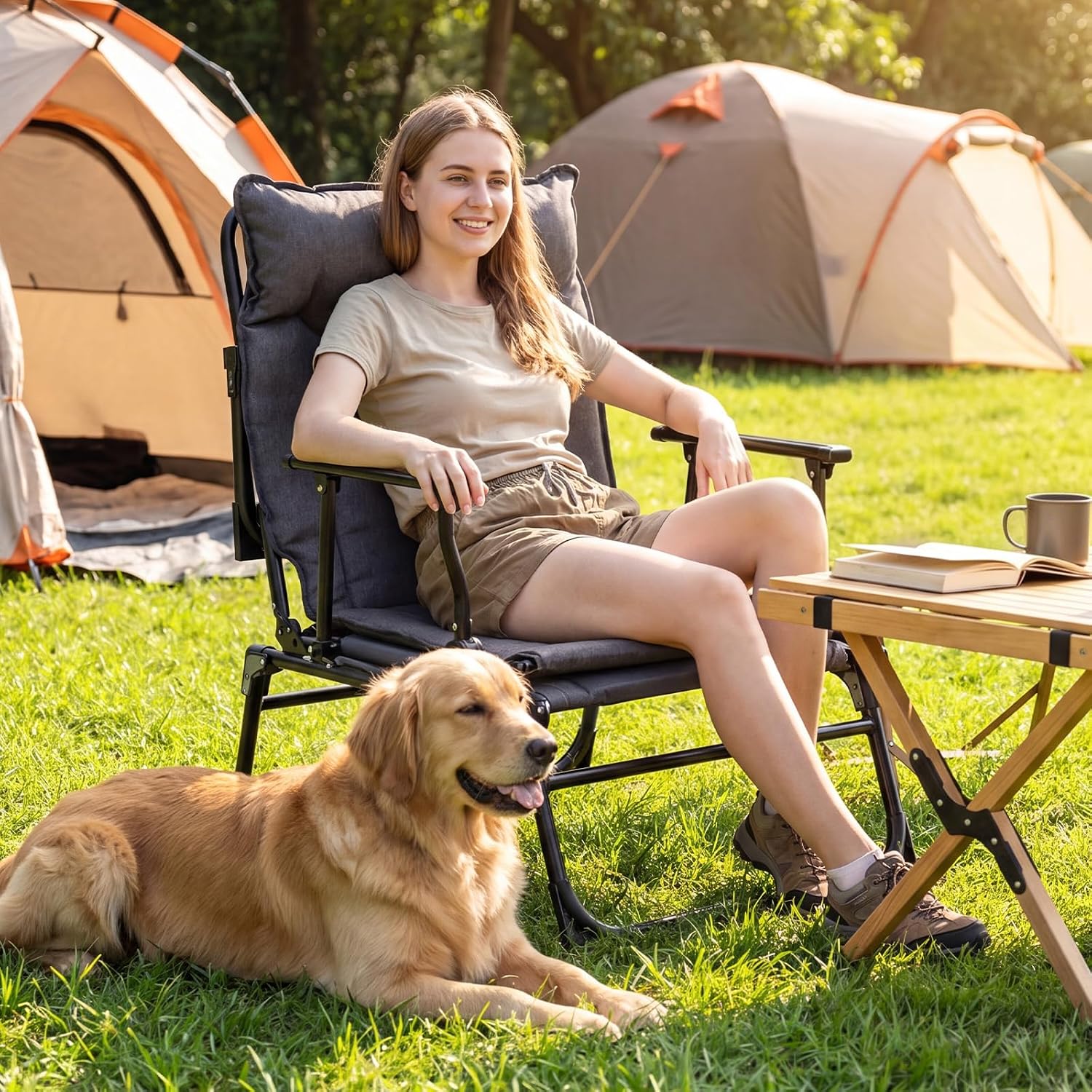 Conjunto de 2 Cadeiras Dobráve - Outdoor Camping Recliner Chairs avaliação e preço