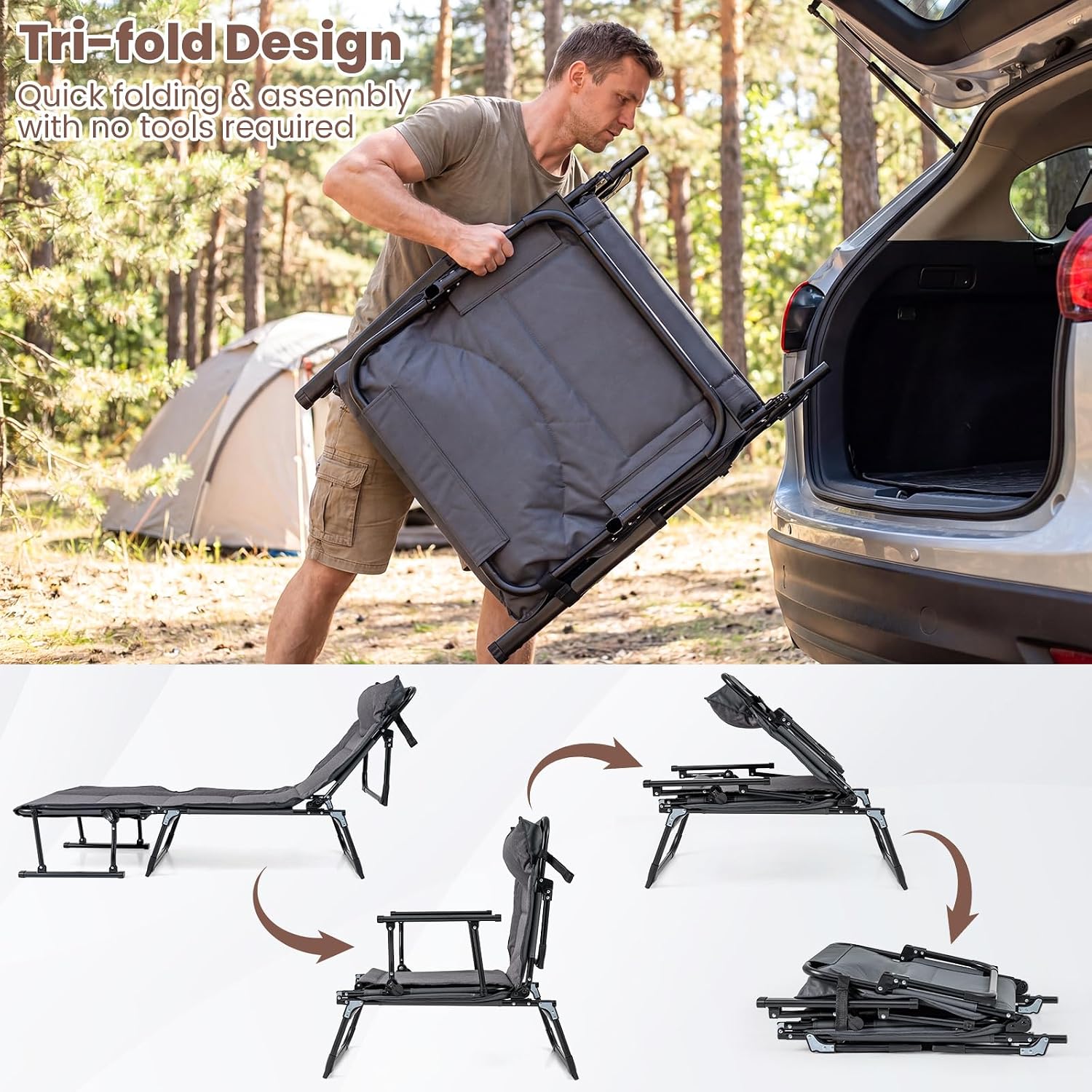 Conjunto de 2 Cadeiras Dobráve - Outdoor Camping Recliner Chairs avaliação e preço