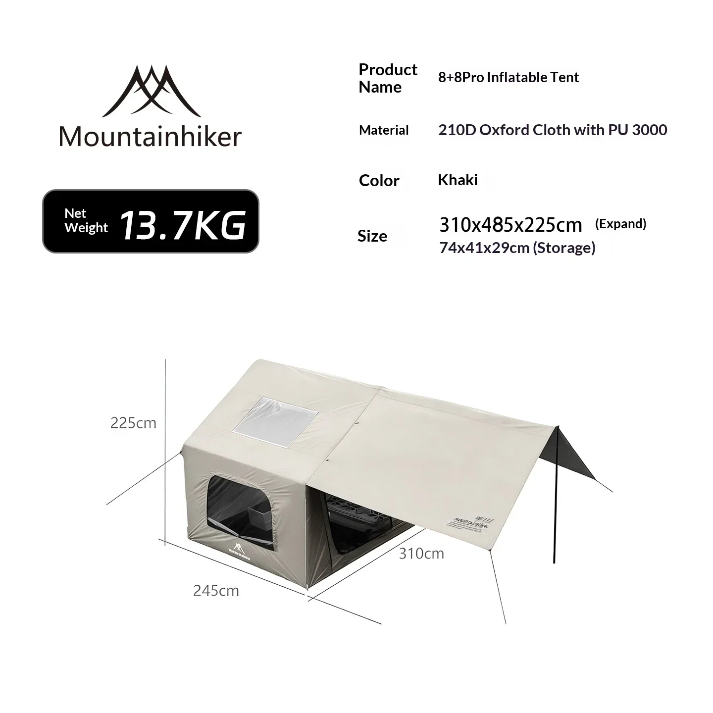 8+8 ㎡   Barraca Inflável MOUNT - Outdoor Inflatable Camping Tent With Air Pump avaliação e preço