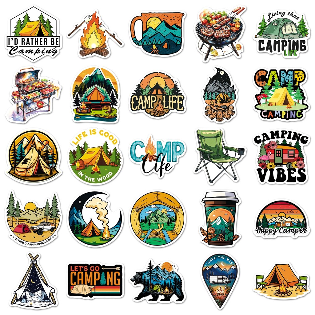 50 Folhas de Adesivos Impermeá - Outdoor Camping Stores avaliação e preço