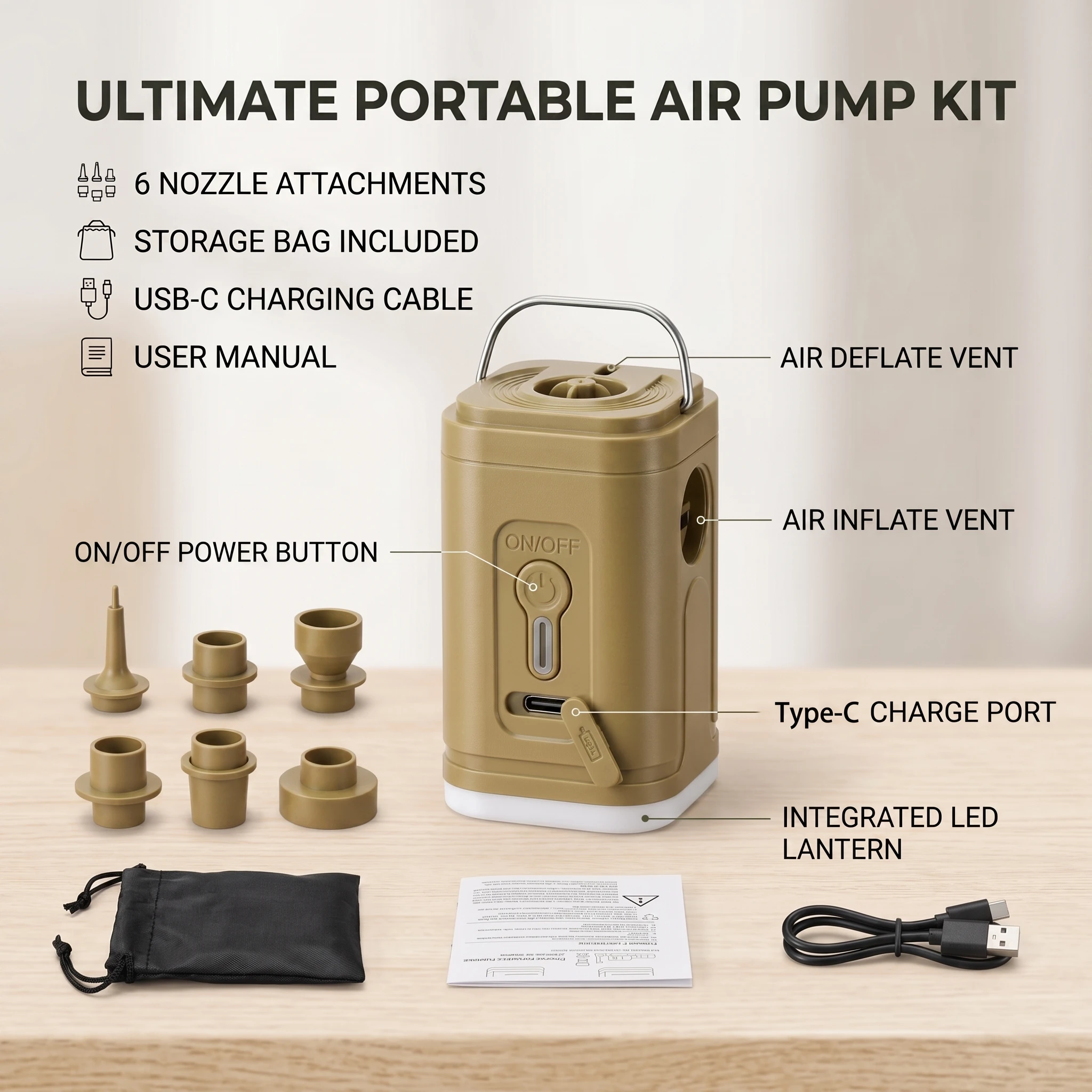 Mini Bomba de Ar Sem Fio USB-C - Outdoor Inflatable Camping Tent With Air Pump avaliação e preço